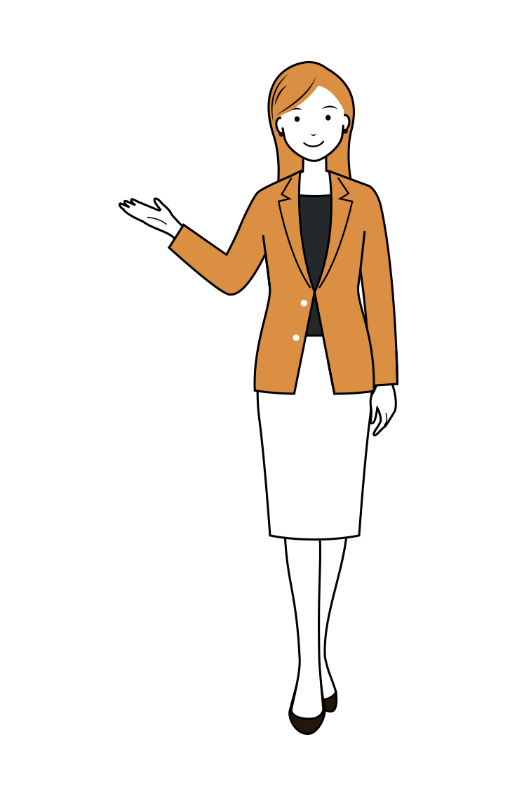 ビジネス イラスト - 女性・案内・カジュアル・ロングヘア