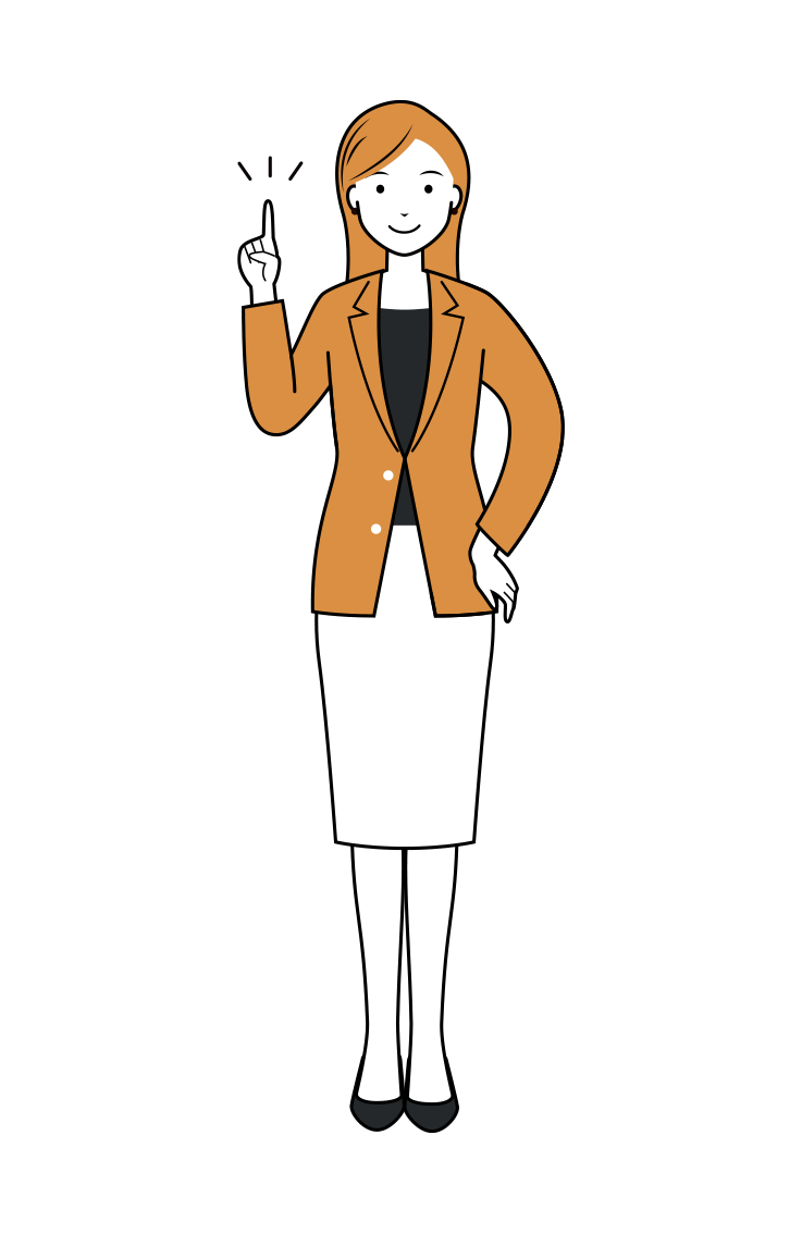 ビジネス イラスト - 女性・アドバイス・カジュアル・ロングヘア