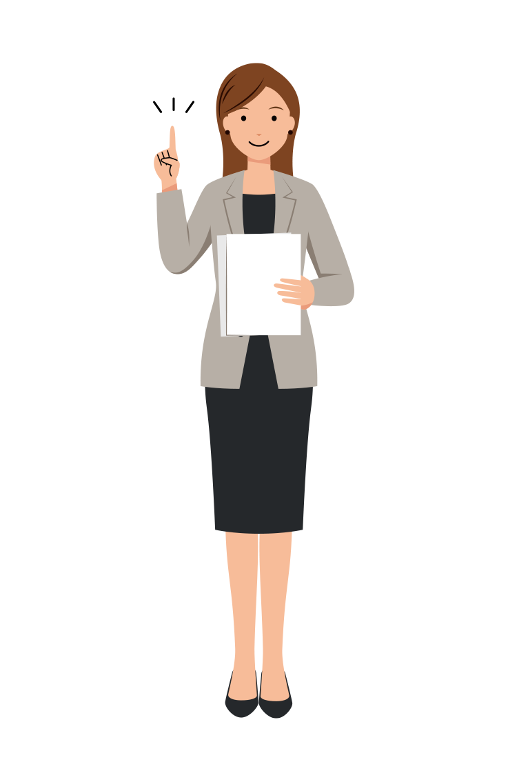ビジネス イラスト - 女性・説明・企画案・カジュアル・ロングヘア