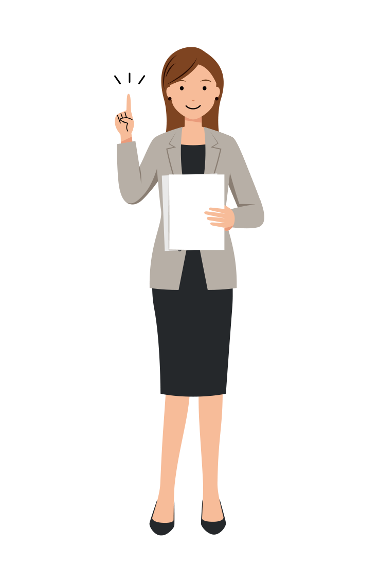 ビジネス イラスト - 女性・説明・カジュアル・ロングヘア