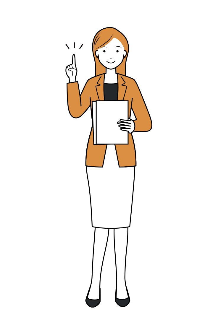 ビジネス イラスト - 女性・説明・カジュアル・ロングヘア