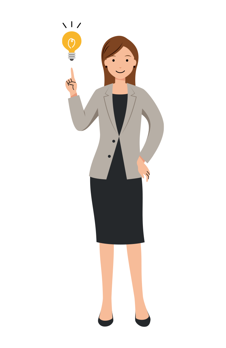ビジネス イラスト - 女性・ひらめき・カジュアル・ロングヘア