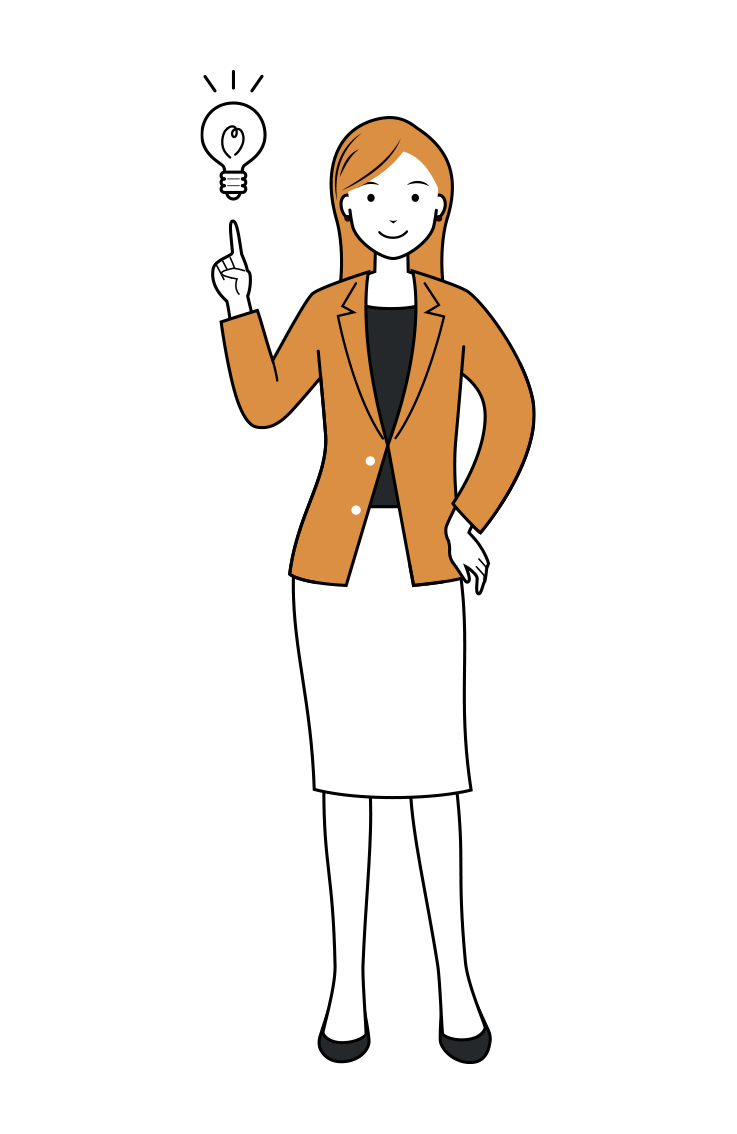 ビジネス イラスト - 女性・ひらめき・カジュアル・ロングヘア