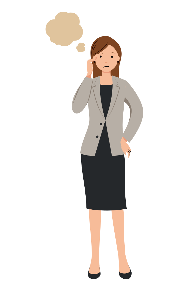 ビジネス イラスト - 女性・考える・ロングヘア
