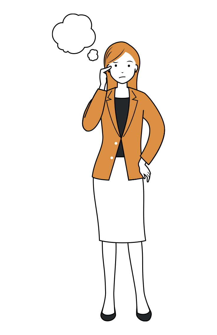 ビジネス イラスト - 女性・考える・ロングヘア