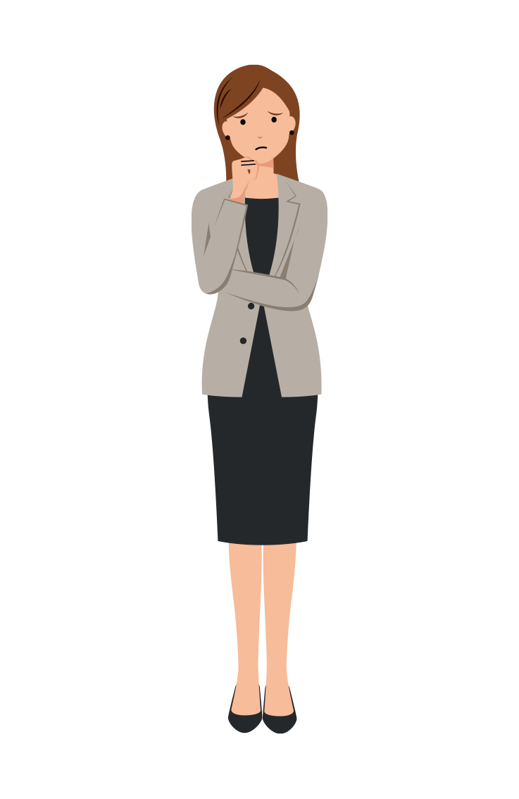 ビジネス イラスト - 女性・考える・カジュアル・ロングヘア