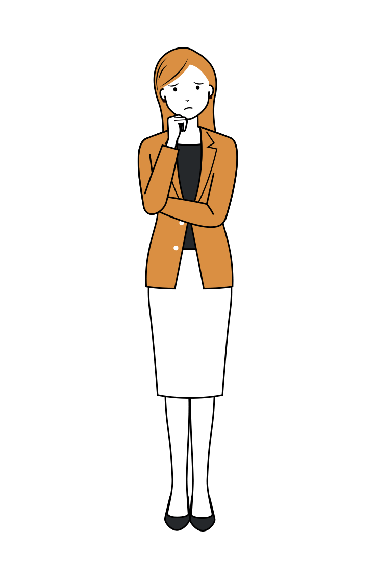 ビジネス イラスト - 女性・考える・カジュアル・ロングヘア