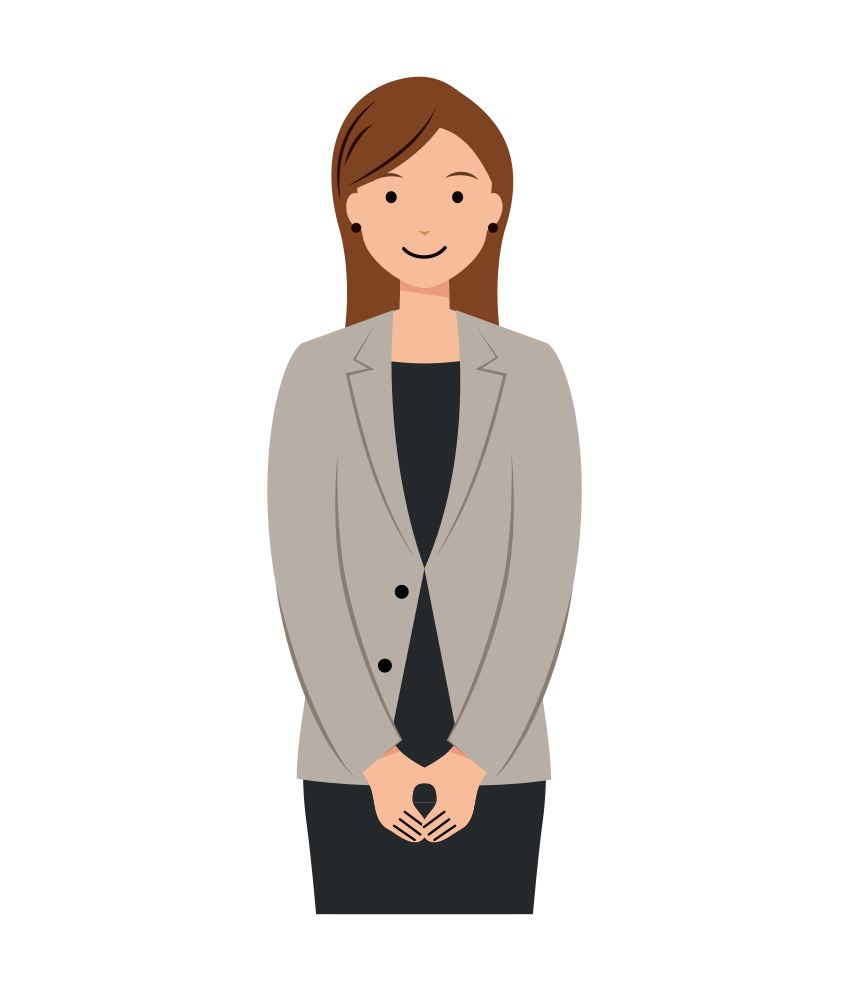 ビジネス イラスト - 女性・カジュアル・ロングヘア・上半身
