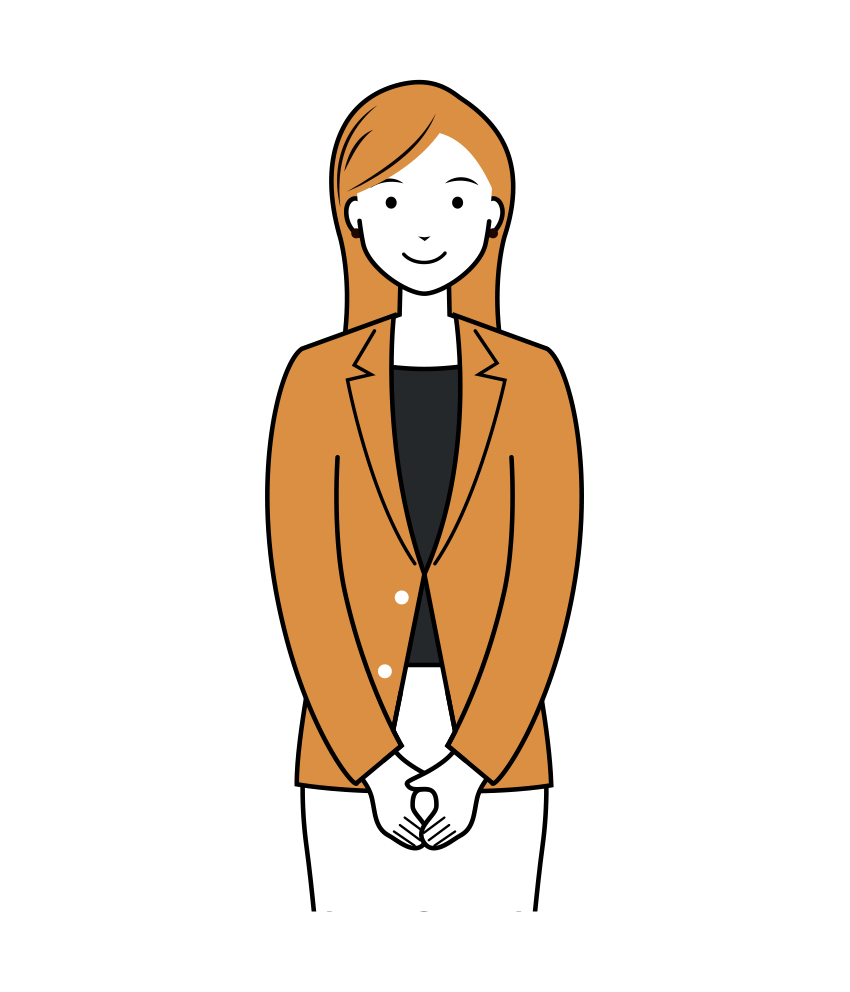 ビジネス イラスト - 女性・カジュアル・ロングヘア・上半身