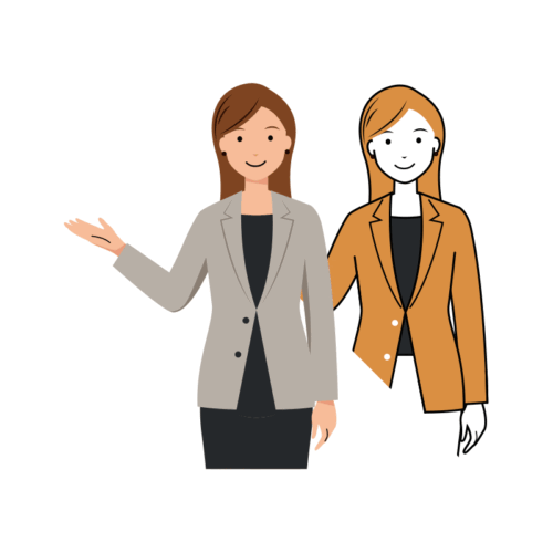 ビジネス イラスト - 女性・案内・カジュアル・ロングヘア・上半身