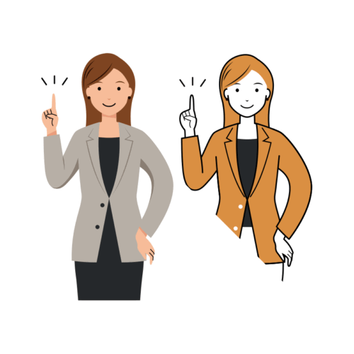 ビジネス イラスト - 女性・アドバイス・ロングヘア・上半身