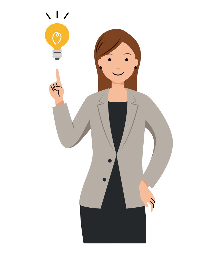 ビジネス イラスト - 女性・ひらめき・ロングヘア・上半身