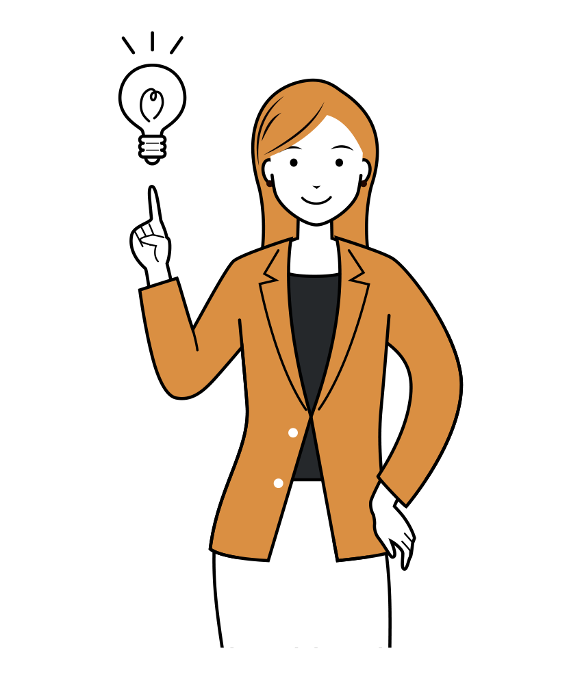 ビジネス イラスト - 女性・ひらめき・ロングヘア・上半身