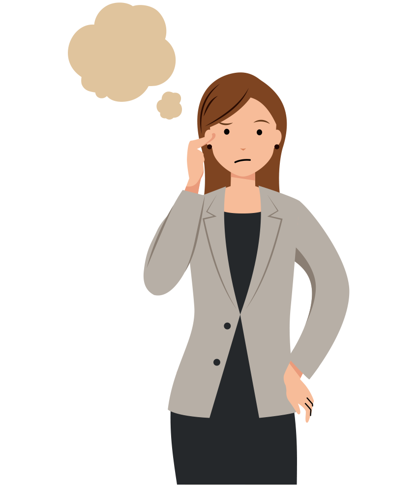 ビジネス イラスト - 女性・悩む・ロングヘア・上半身