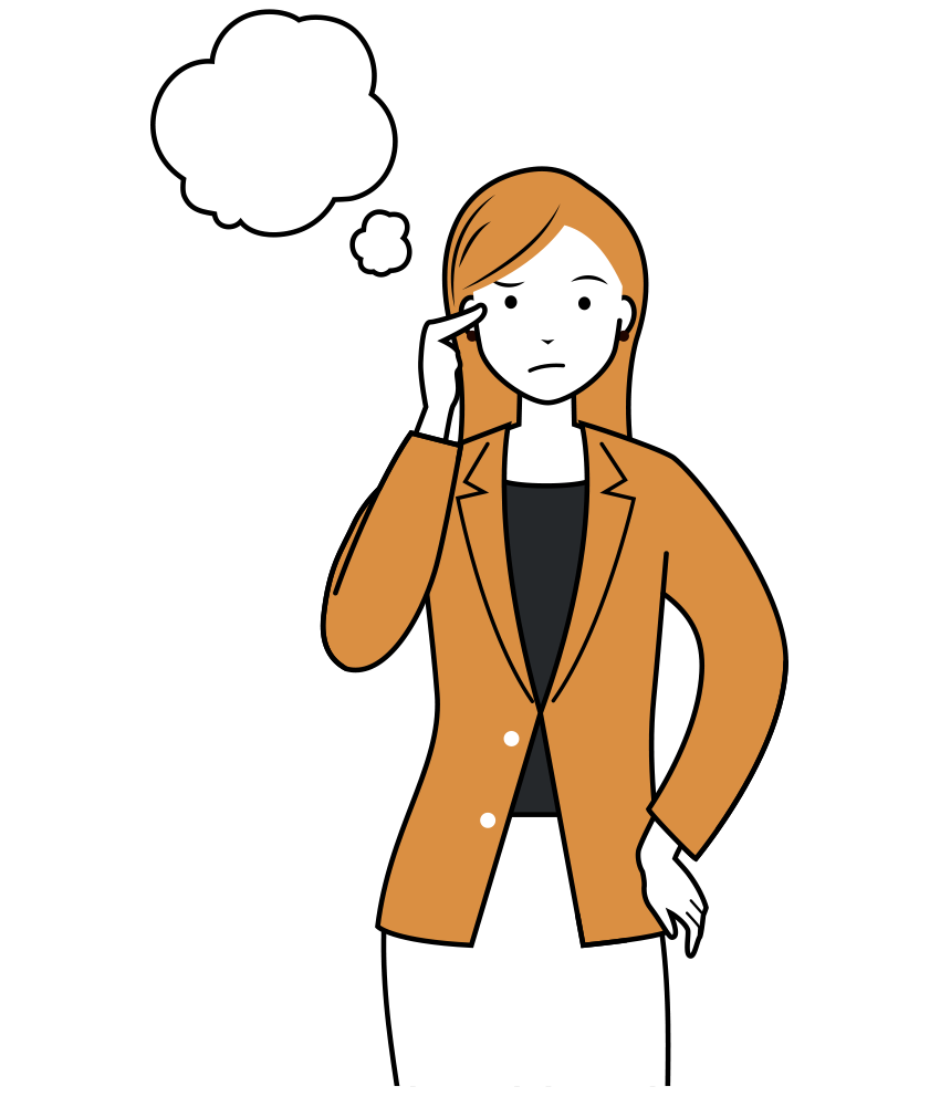 ビジネス イラスト - 女性・悩む・ロングヘア・上半身