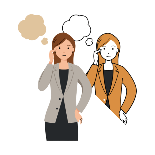 ビジネス イラスト - 女性・悩む・ロングヘア・上半身