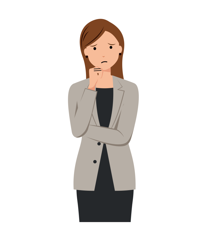 ビジネス イラスト - 女性・考える・ロングヘア・上半身