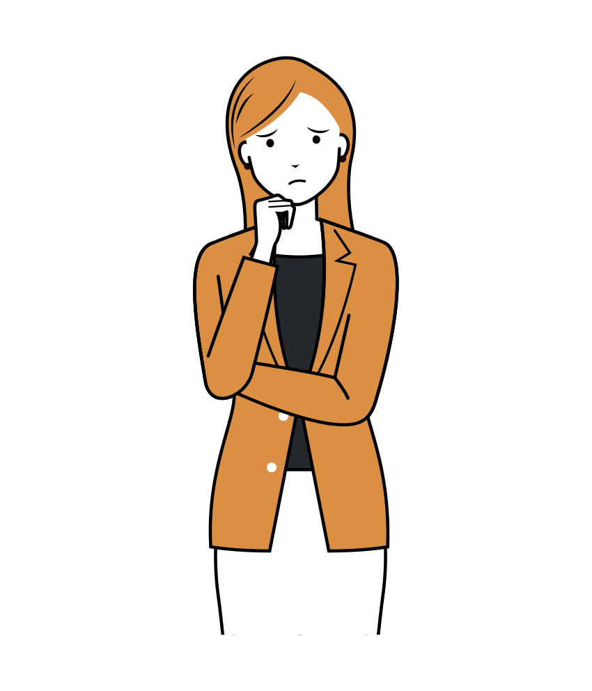 ビジネス イラスト - 女性・考える・ロングヘア・上半身
