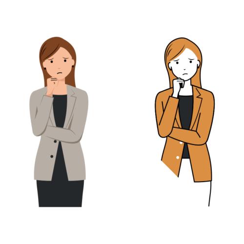 ビジネス イラスト - 女性・考える・ロングヘア・上半身