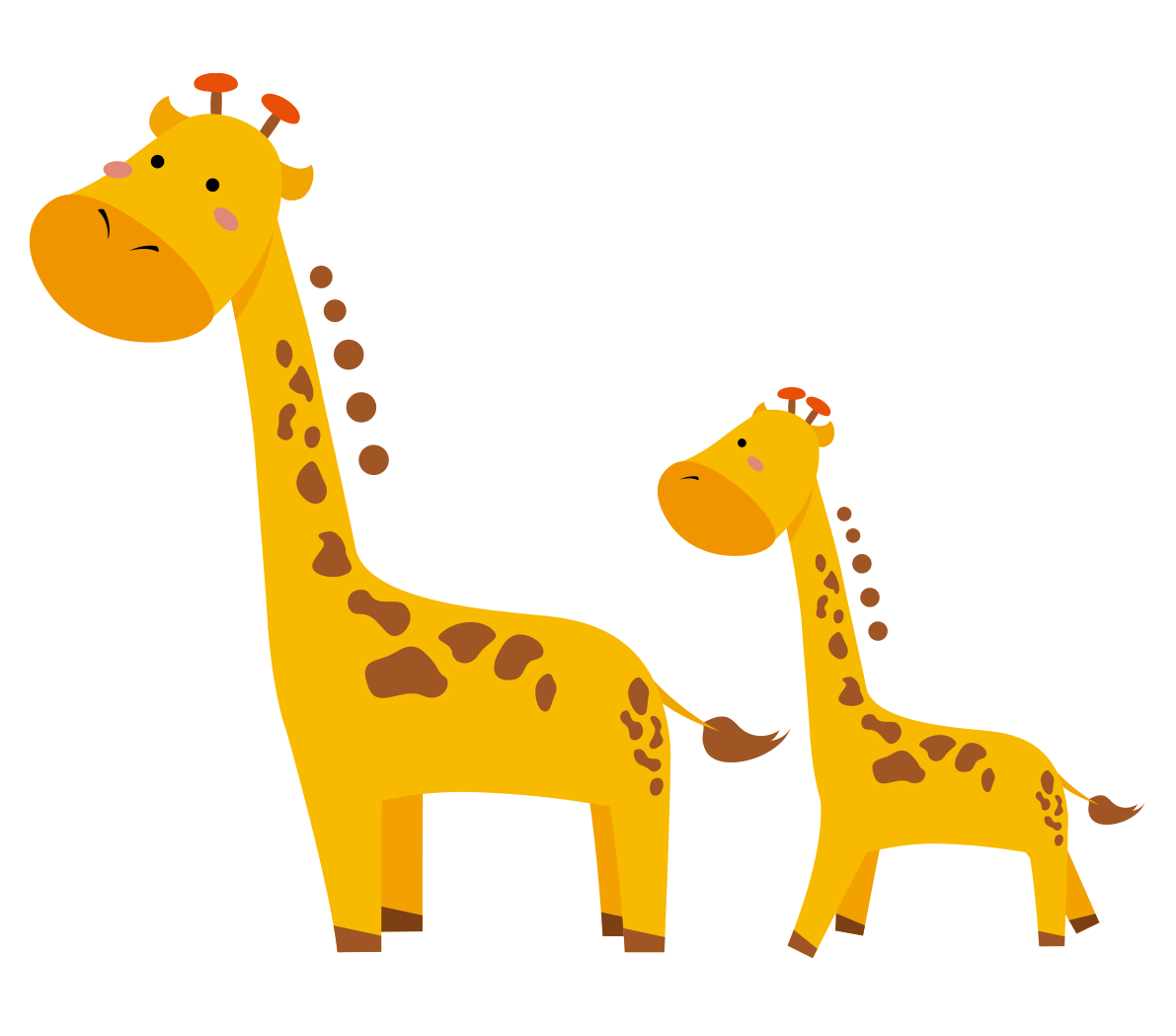 キリンのイラスト-かわいい親子