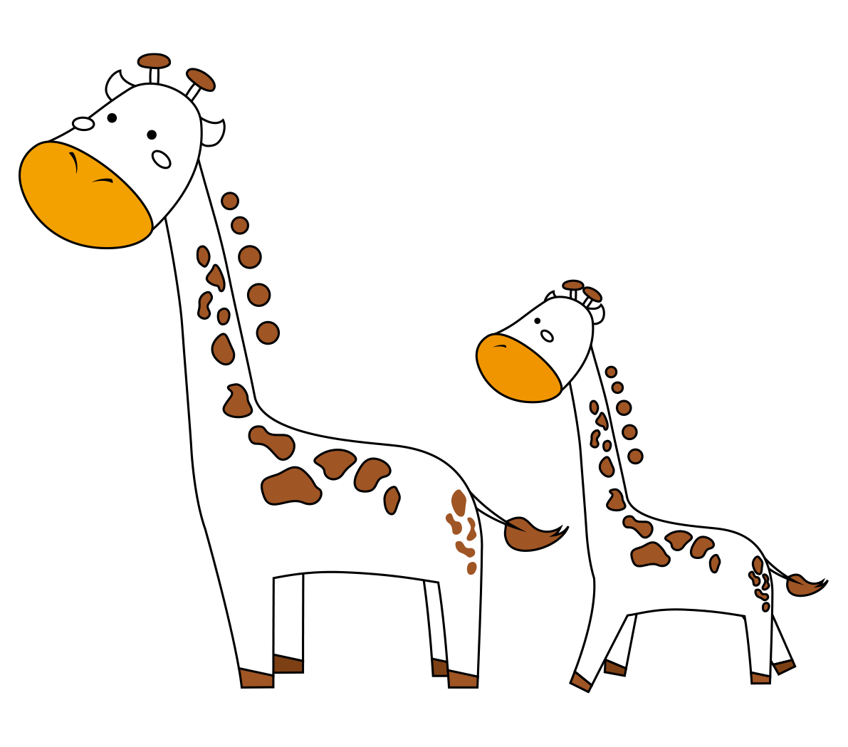 キリンのイラスト-かわいい親子