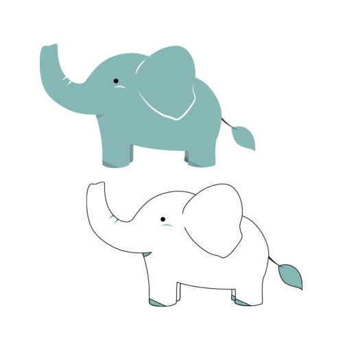 ゾウ（象） イラスト - 陸上の動物・かわいい・鼻