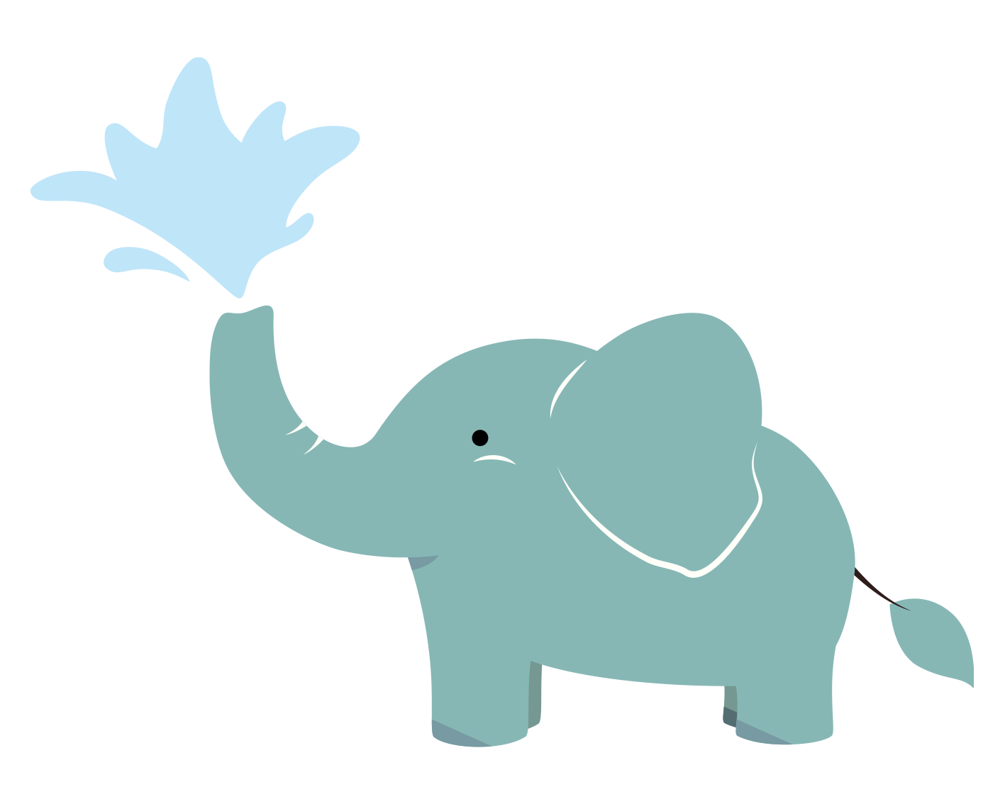 ゾウ（象） イラスト - 陸上の動物・かわいい・水浴び