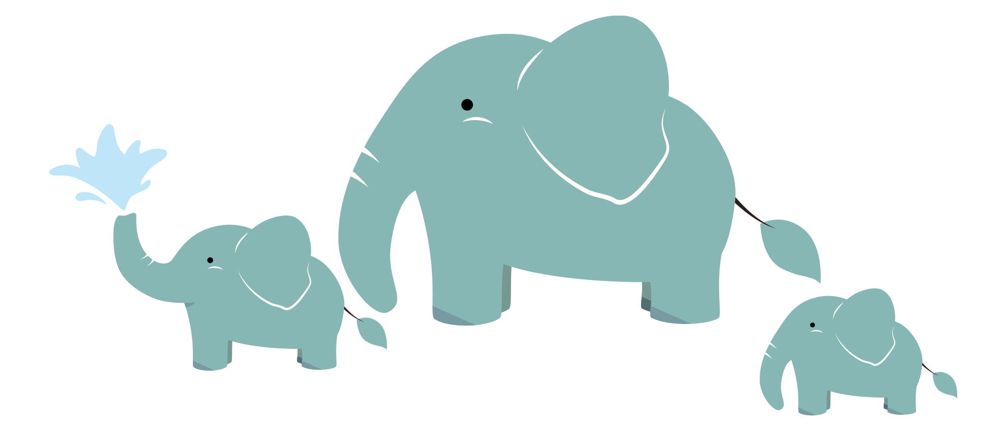 ゾウ（象） イラスト - 陸上の動物・かわいい・親子