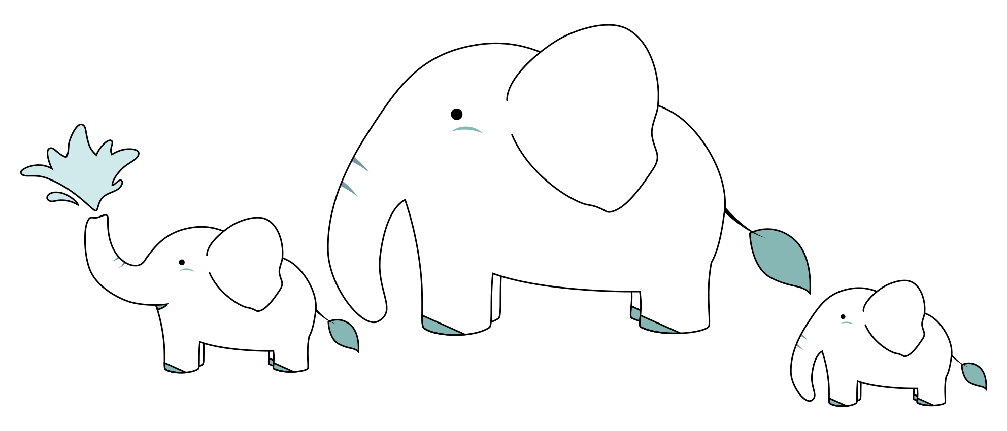 ゾウ（象） イラスト - 陸上の動物・かわいい・親子