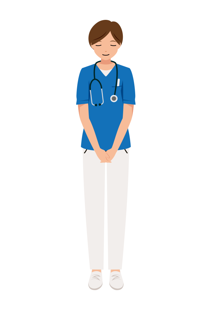 看護師 イラスト - 医療・福祉・お辞儀・スクラブ・女性