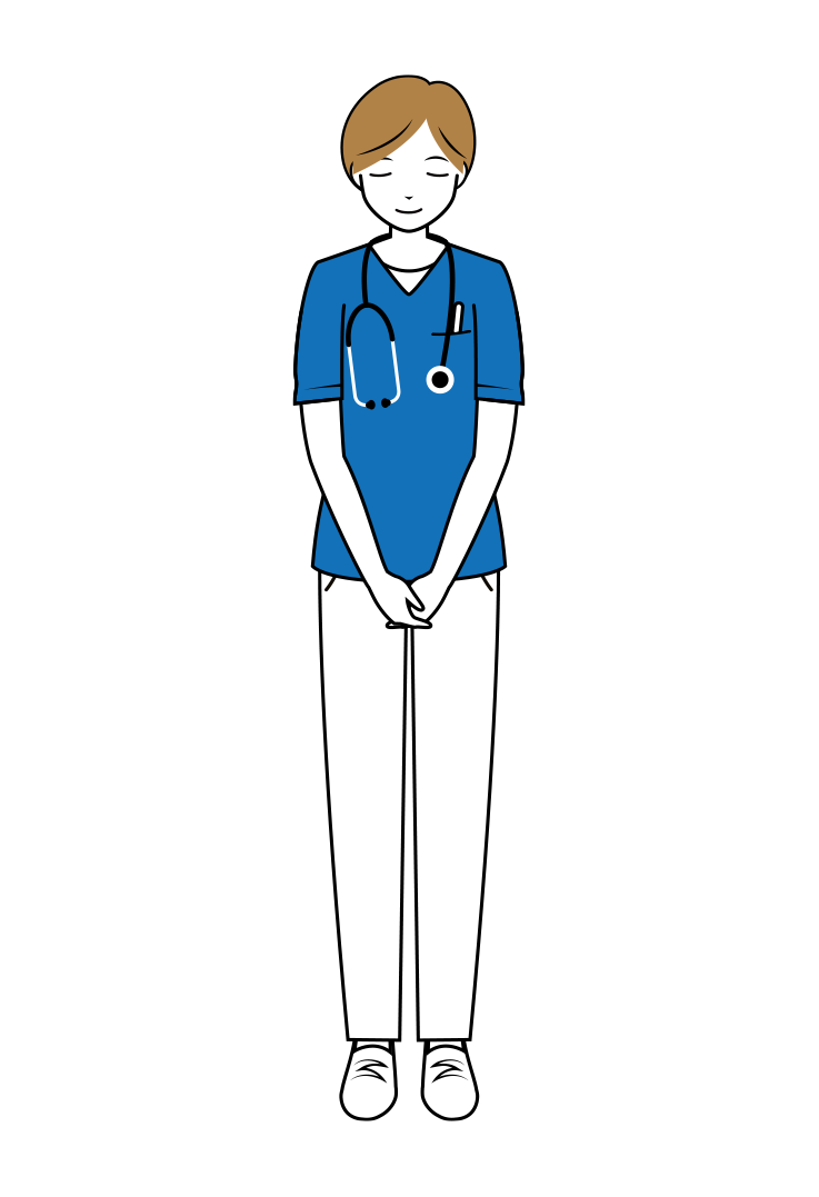 看護師 イラスト - 医療・福祉・お辞儀・スクラブ・女性