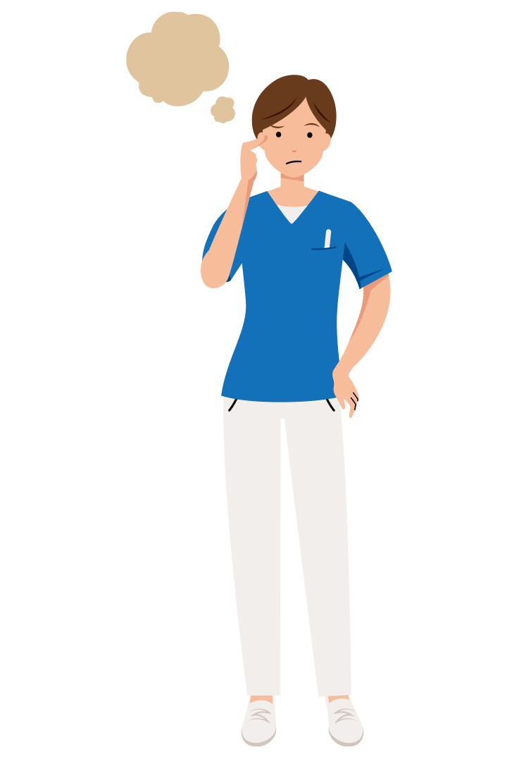 看護師 イラスト - 医療・福祉・悩む・スクラブ・女性