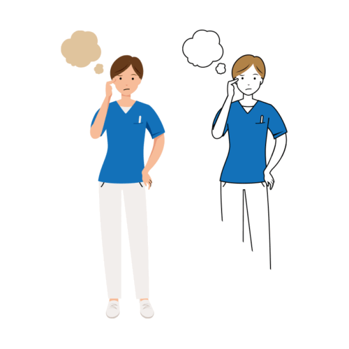 看護師 イラスト - 医療・福祉・悩む・スクラブ・女性