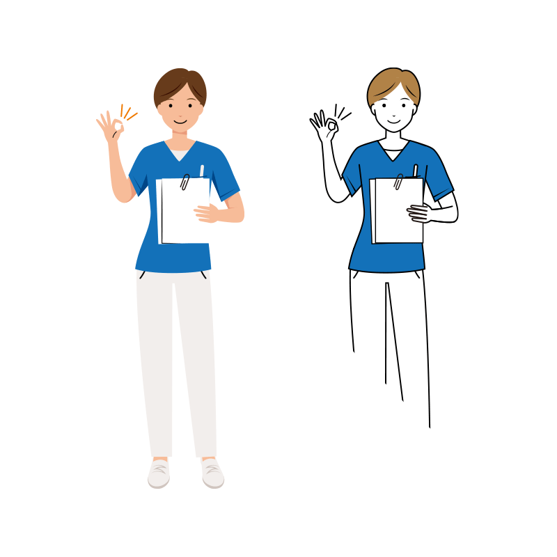 看護師 イラスト - 医療・福祉・OKサイン・スクラブ・女性