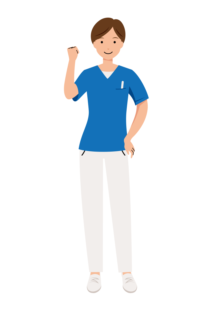 看護師 イラスト - 医療・福祉・ガッツポーズ・スクラブ・女性