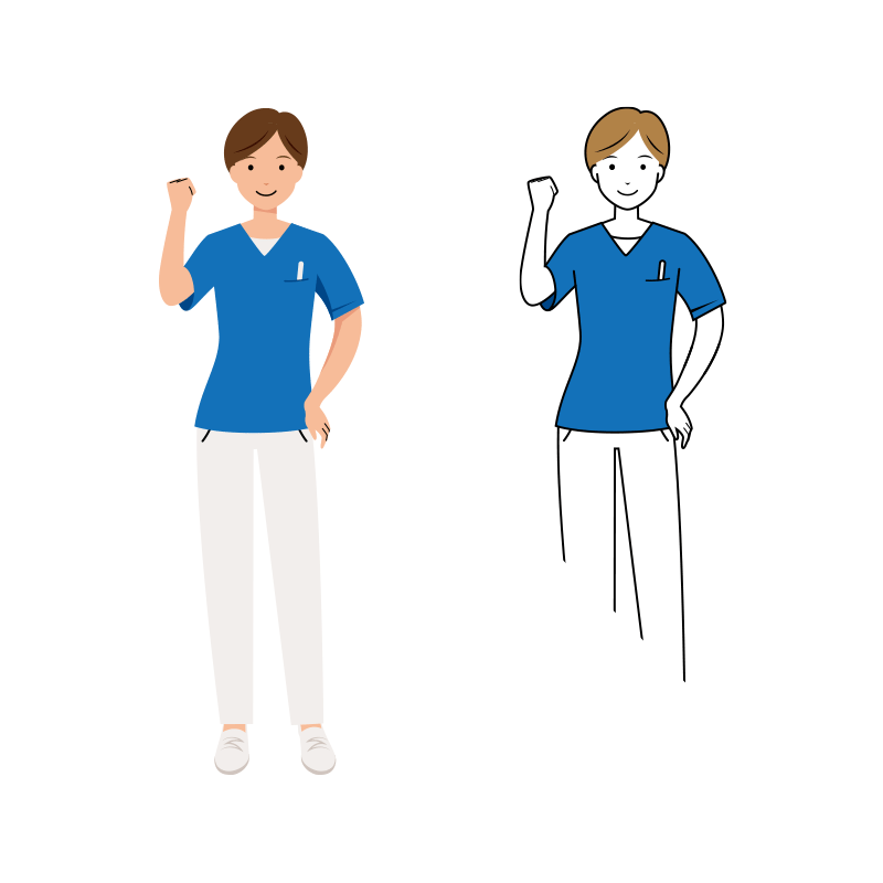 看護師 イラスト - 医療・福祉・ガッツポーズ・スクラブ・女性