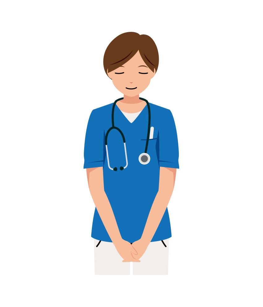 看護師 イラスト - 医療・福祉・お辞儀・スクラブ・女性・上半身