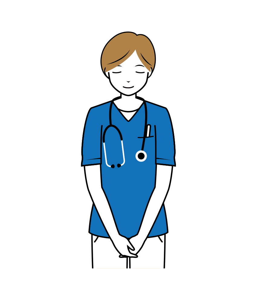 看護師 イラスト - 医療・福祉・お辞儀・スクラブ・女性・上半身