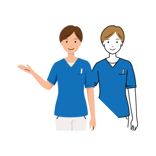 医療 イラスト - 看護師・女性・案内・スクラブ・上半身