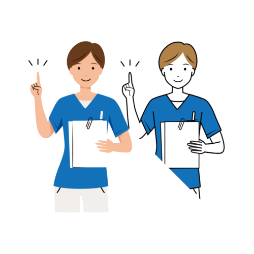 医療 イラスト - 看護師・女性・説明・スクラブ・上半身