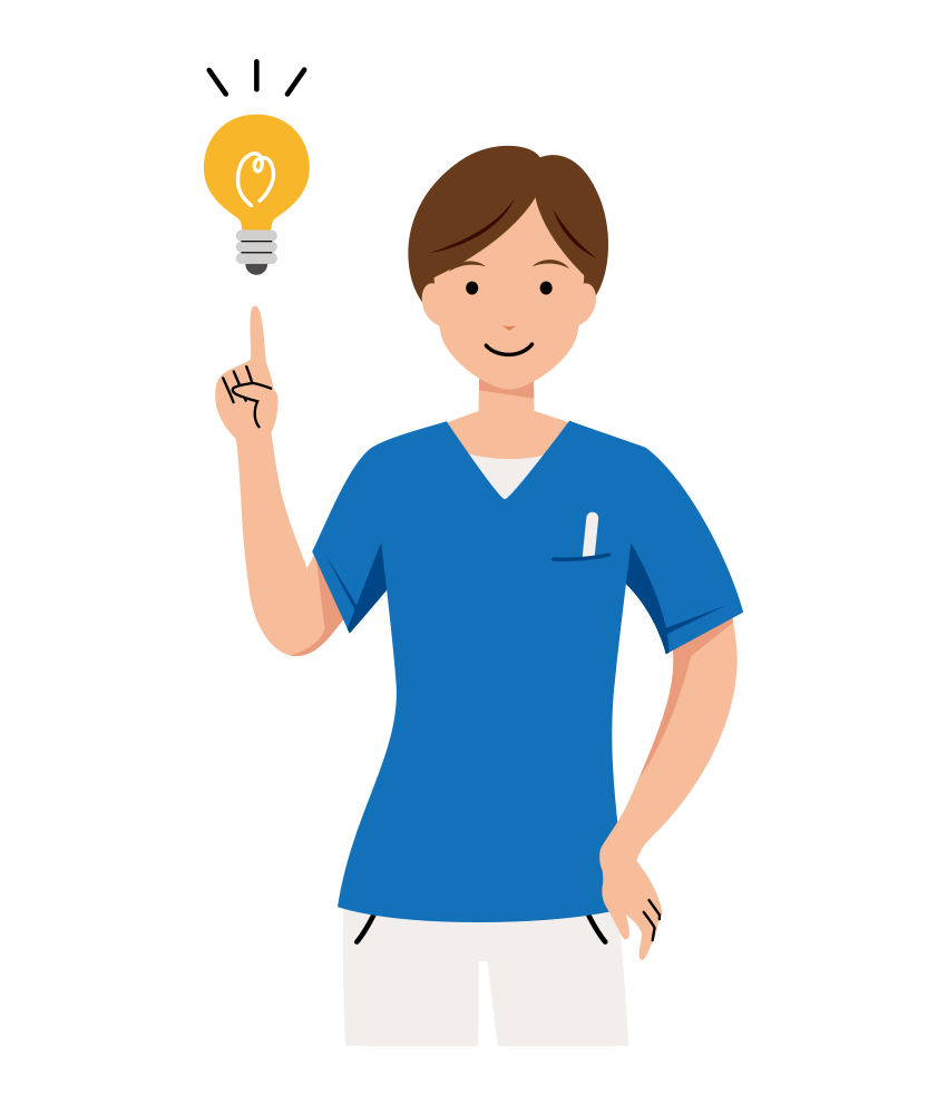 看護師 イラスト - 医療・福祉・ひらめき・スクラブ・女性・上半身