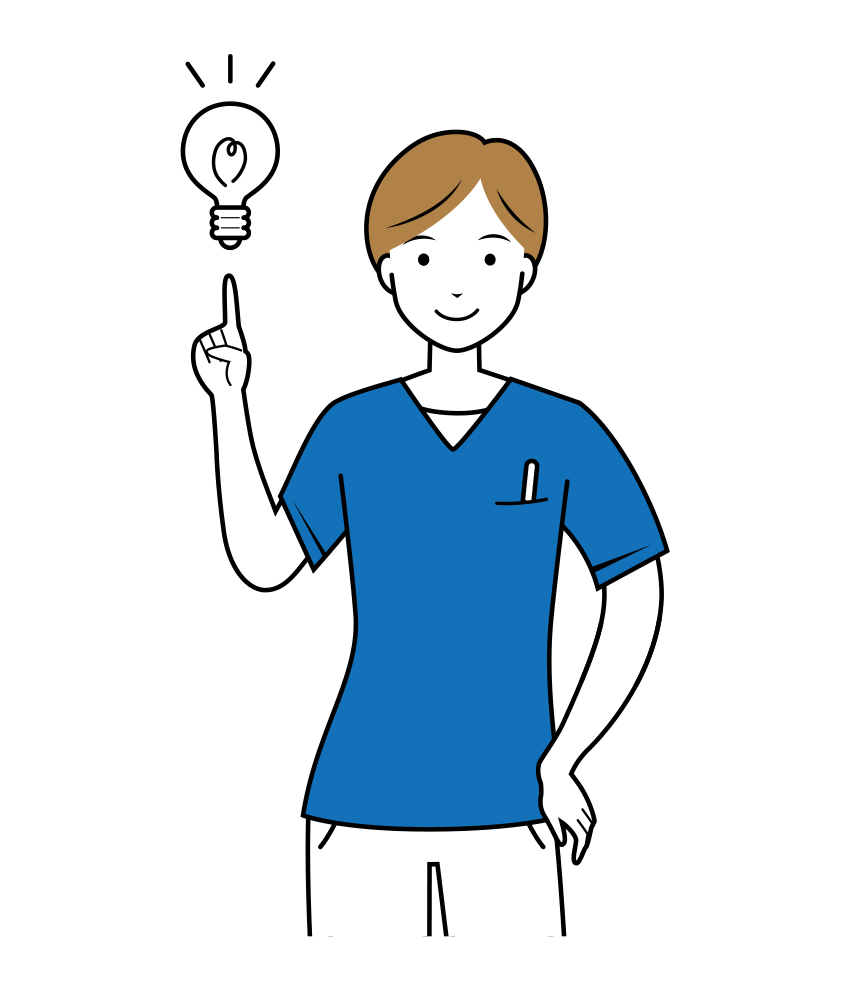 看護師 イラスト - 医療・福祉・ひらめき・スクラブ・女性・上半身