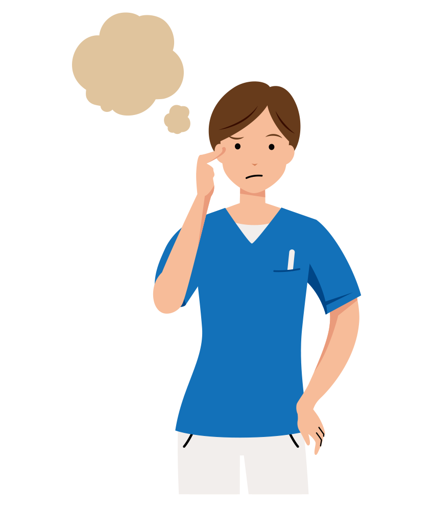 看護師 イラスト - 医療・福祉・悩む・スクラブ・女性・上半身
