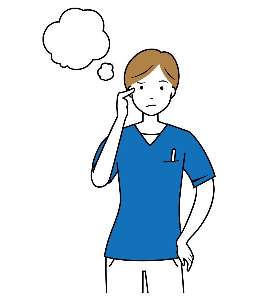 看護師 イラスト - 医療・福祉・悩む・スクラブ・女性・上半身
