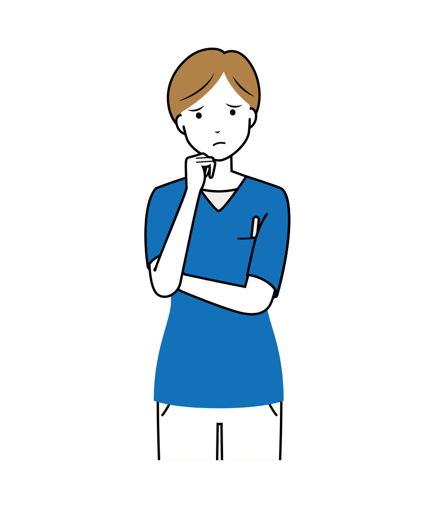 医療 イラスト - 看護師・女性・考える・スクラブ・上半身