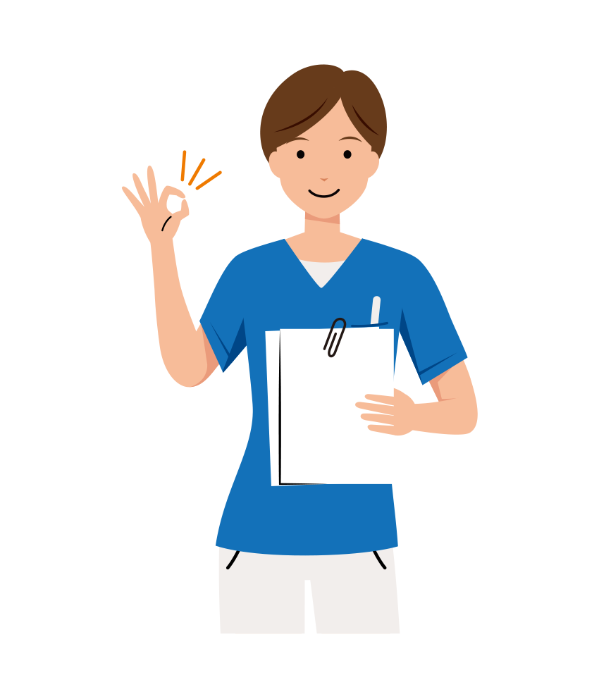 医療 イラスト - 看護師・女性・OKサイン・スクラブ・上半身