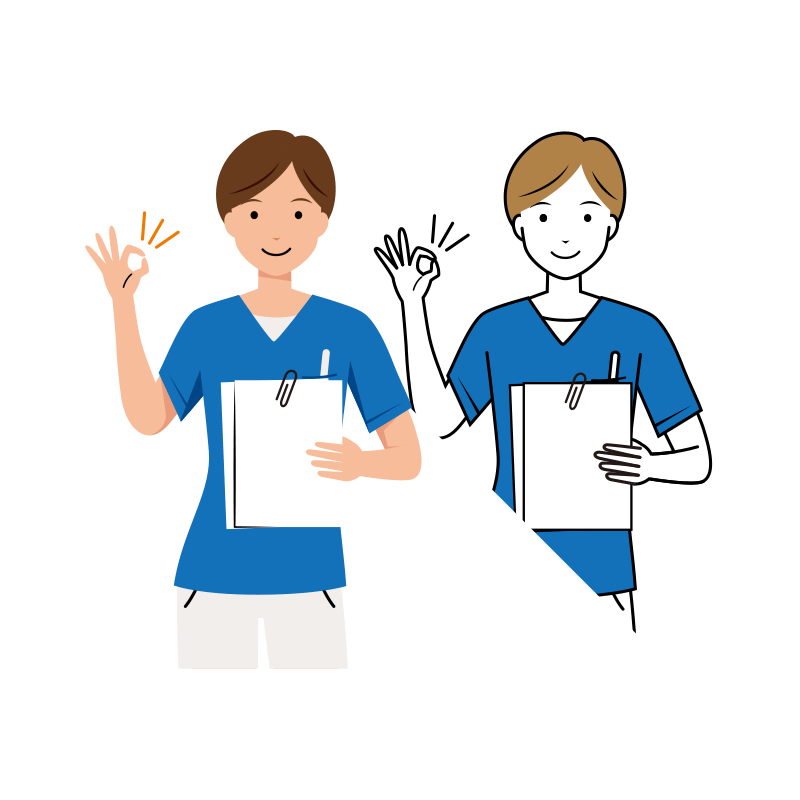 医療 イラスト - 看護師・女性・OKサイン・スクラブ・上半身