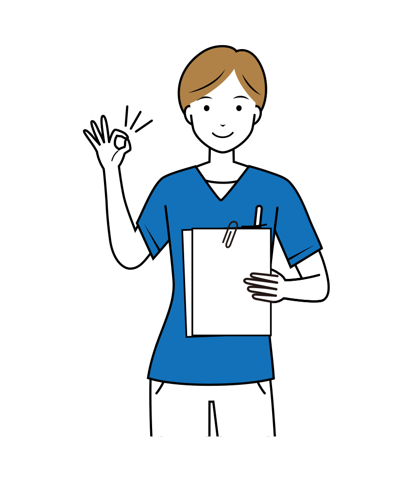医療 イラスト - 看護師・女性・OKサイン・スクラブ・上半身