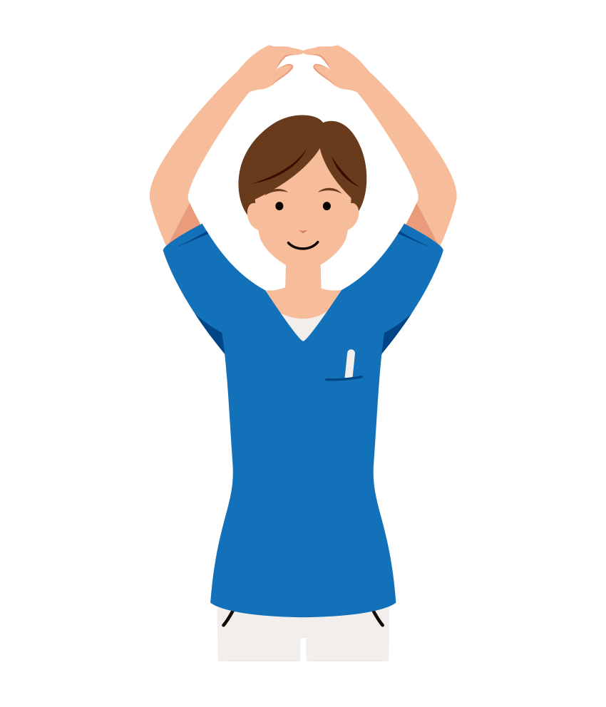 医療 イラスト - 看護師・女性・OKサイン・ポーズ・スクラブ・上半身