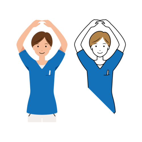 医療 イラスト - 看護師・女性・OKサイン・ポーズ・スクラブ・上半身